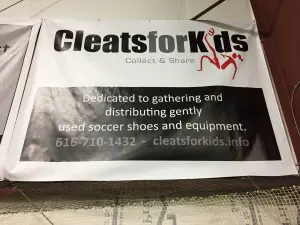 Cleats for Kids donation collection box
