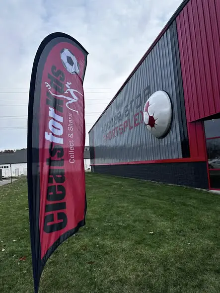 Cleats for Kids banner at Soccer Stop Sportsplex
